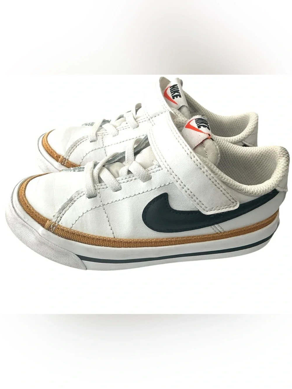 Nike Court Legacy DA5382-102 Toddler Boys 9C White Black Hook Loop Sneakers EUC - Picture 2 of 6